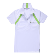 Branco 100% poliéster Quick Dry Fit Polo / camisa de golfe